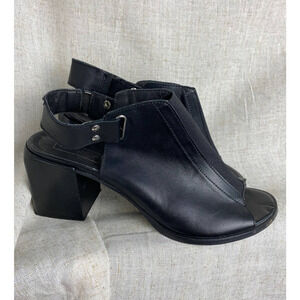 TopShop Black Block Heel Peep Toe Slingback Sandal Heels Size 9